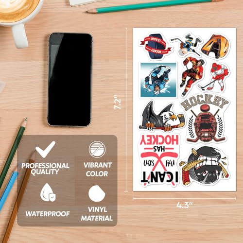 Hockey Sports Sticker Pack Vinyl Waterproof Stickers for Laptop Water Bottle Skateboard Notebook Scrapbook Fan Gift Set Teens Adults Boys Girls 50Pcs Car Motorcycle