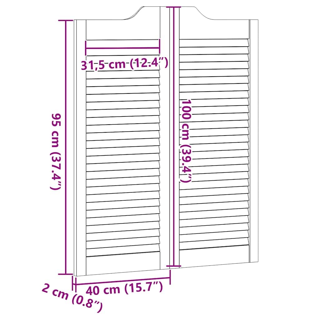 Double Porte Battante, Porte Saloon de Séparation à persiennes 1paire 100x80 cm bois massif Pin