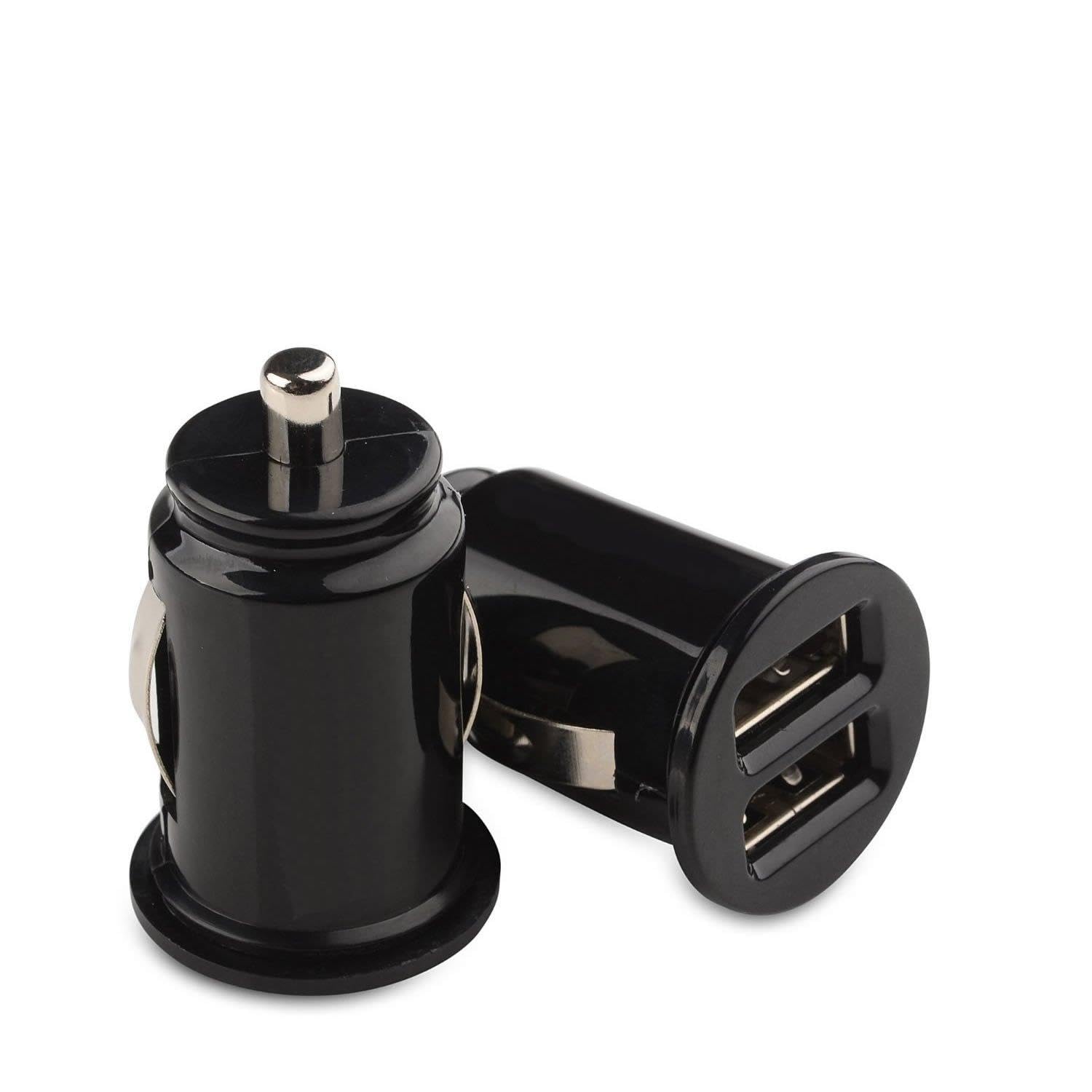 Car Charger 2.1A 10W Compact Dual 2 Port USB Charging Adapter for iPhone 15 14 13 12 11 Pro Max XR XS X 8 7 6 Plus SE 5 Samsung Galaxy S23 S22 S21 Note LG HTC Google Pixel Huawei Xperia Black