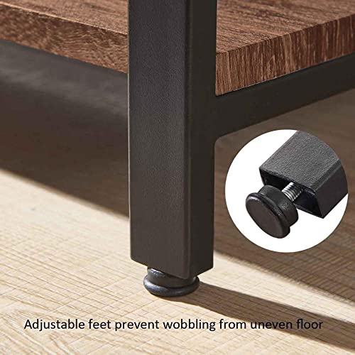 Small Industrial Bookshelf, 2 Tier Vintage Freestanding Bookcase, Modern Home Decor Metal Frame Book Shelves For Living Room, Bedroom, Home, Office (24" W X 13" D X 23" H, Rustic Brown) #TOP4