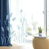 Melodieux Wheat Embroidery Sheer Curtain for Living Room Patio Sliding Door Wide Window Rod Pocket V