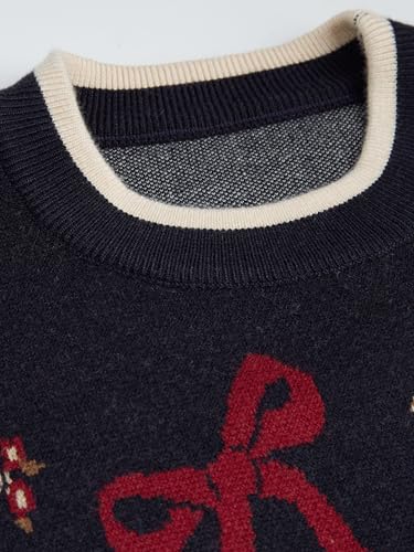 Image of CIDER Women's Fall Sweaters Long Sleeve Cute Sweaters Bear Graphic Crewneck Soft Knit Casual Cropped Pullover