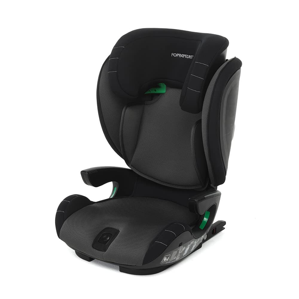 Foppapedretti Seggiolino Auto Skill I-Size, per bambini da 100 a 150 cm di altezza, 3-12 anni, conforme ECE R129, Fissaggio Dualfix (Isofix e non), Protezione Impatti Laterali, Nero