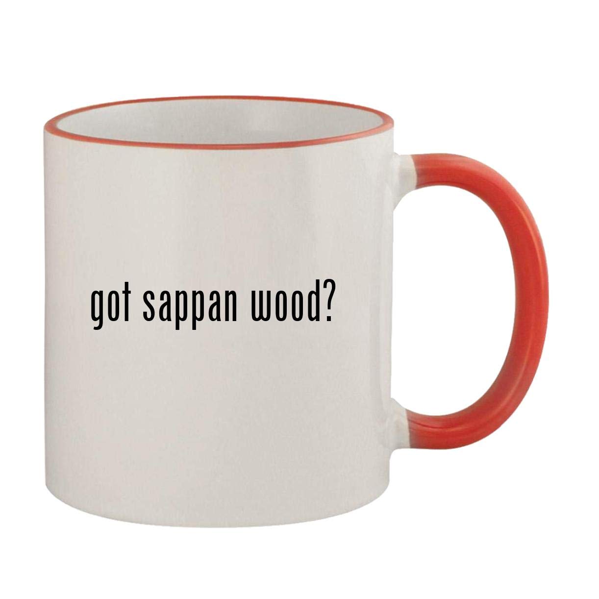 got sappan wood? - 11oz Ceramic Colored Rim & Handle Coffee Mug, Red
