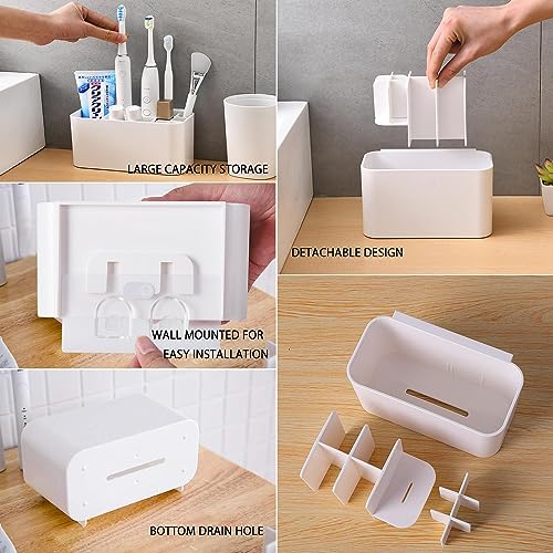 Colist Toothbrush Holder Wall Mounted Electric Toothbrush Holder 11 Detachable Compartments with Drainage for Family Bathroom Countertop(White) - Cosy Home Interiors Colist Toothbrush Holder Wall Mounted Electric Toothbrush Holder 11 Detachable Compartments with Drainage for Family Bathroom Countertop(White) - Image 5