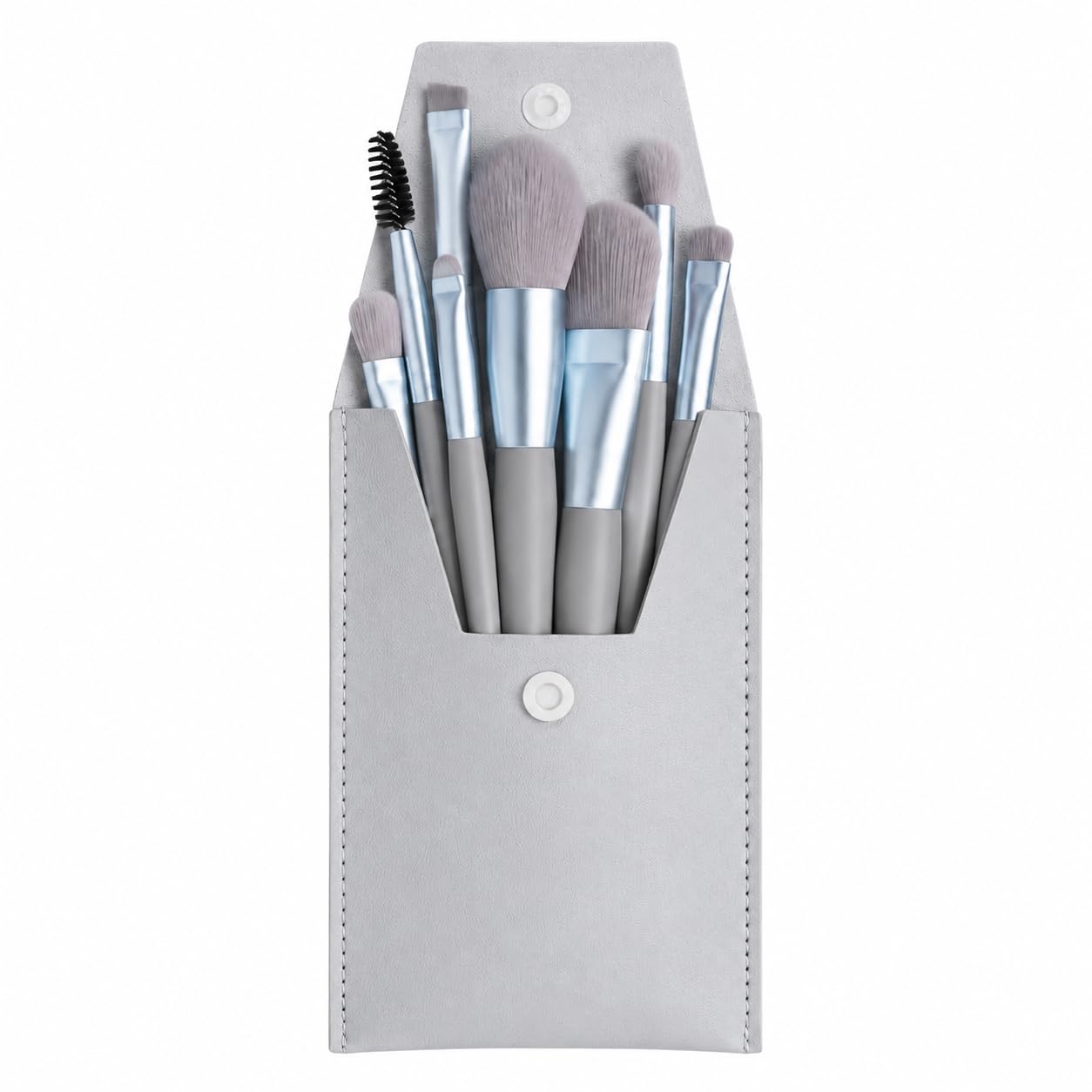 8 PCS Makeup Brush Set with Travel Pouch, Soft Synthetic Bristles Makeup Brushes for Foundation, Powder, Blush, Concealer, Eyeshadow, Eyebrow & Blending, Travel Friendly Brush Kit for Women & Girls (Grey)-picture-53
