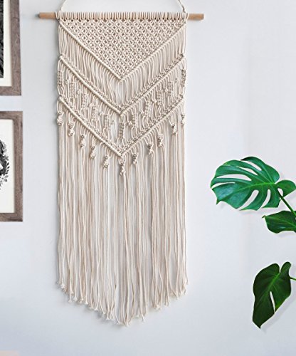 Timeyard Macrame Woven Wall Hanging - Boho Chic Bohemian Home Geometric Art Decor - Beautiful Apartment Dorm Room Decoration, 16" W X 33" L #TOP1