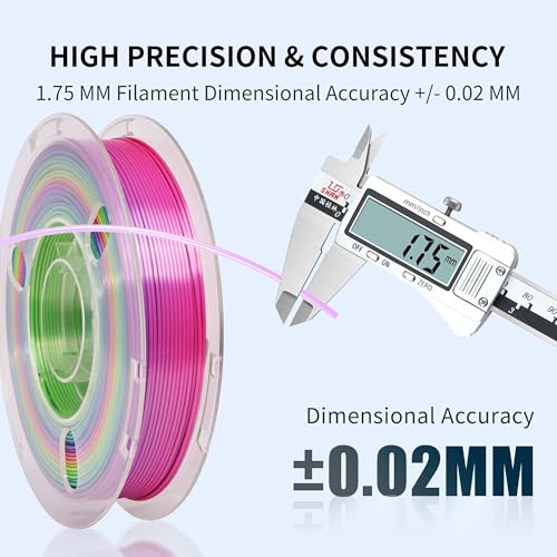 Image of RAMBERY 3D Printer Filament Bundle 500g x 4 Spools, Silk & Matte Rainbow PLA Filament, Multicolore Fast Color Change 1.75 mm 3D Printing Filament