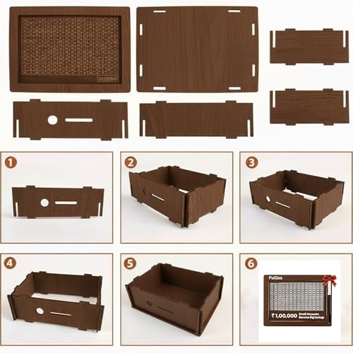 Image of PulGos Wooden Money Saving Box with Marker | ₹50,000 Challenge Piggy Bank for Kids & Adults | Reusable Savings Tracker Gullak | Coin & Cash Deposit Wooden Money Bank | ₹50K Milestone Box