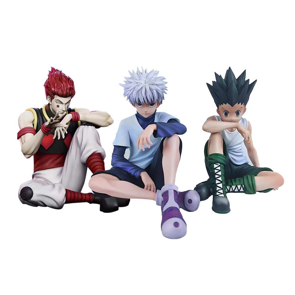 Xinchangda 3PCS Killua Zoldyck/GON·FREECSS/Hisoka Figure Anime Figurine Statue PVC Model Anime Killua Zoldyck Action Figure Collectible Decoration Ornament