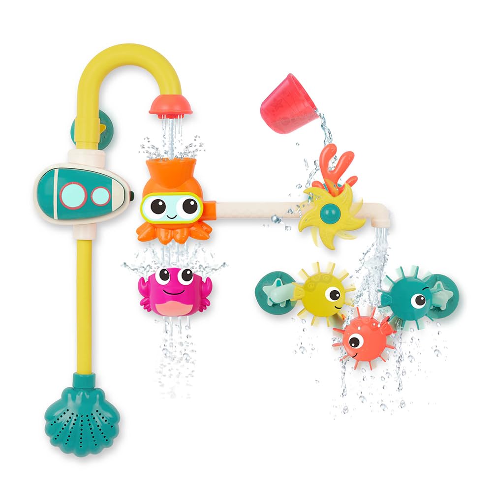 B. toys - Juguete Bomba de Baño - Juego acuático Submarino - 2 Modos de Bombeo (batería + Manual) - Taza de Goteo, hileras y Engranajes - 10 Meses +