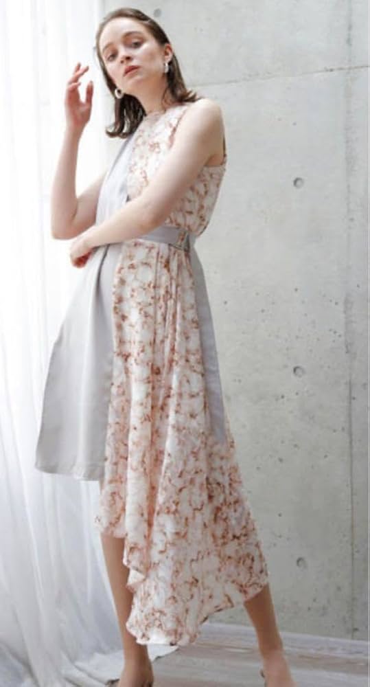 RIU 大理石　flower&marble onp Amazon.co.jp: 週末中！！ Riu 大理石ワンピース ベージュ 完売