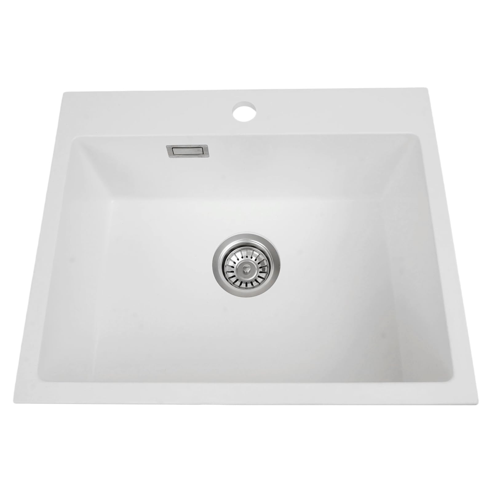 Lavello in pietra di quarzo, lavello sottopiano da tavolo/pavimento/incasso per cucina con tubo di scarico, alta qualità, moderno lavello da cucina per uso domestico, 55 x 45 x 22,86 cm (bianco)