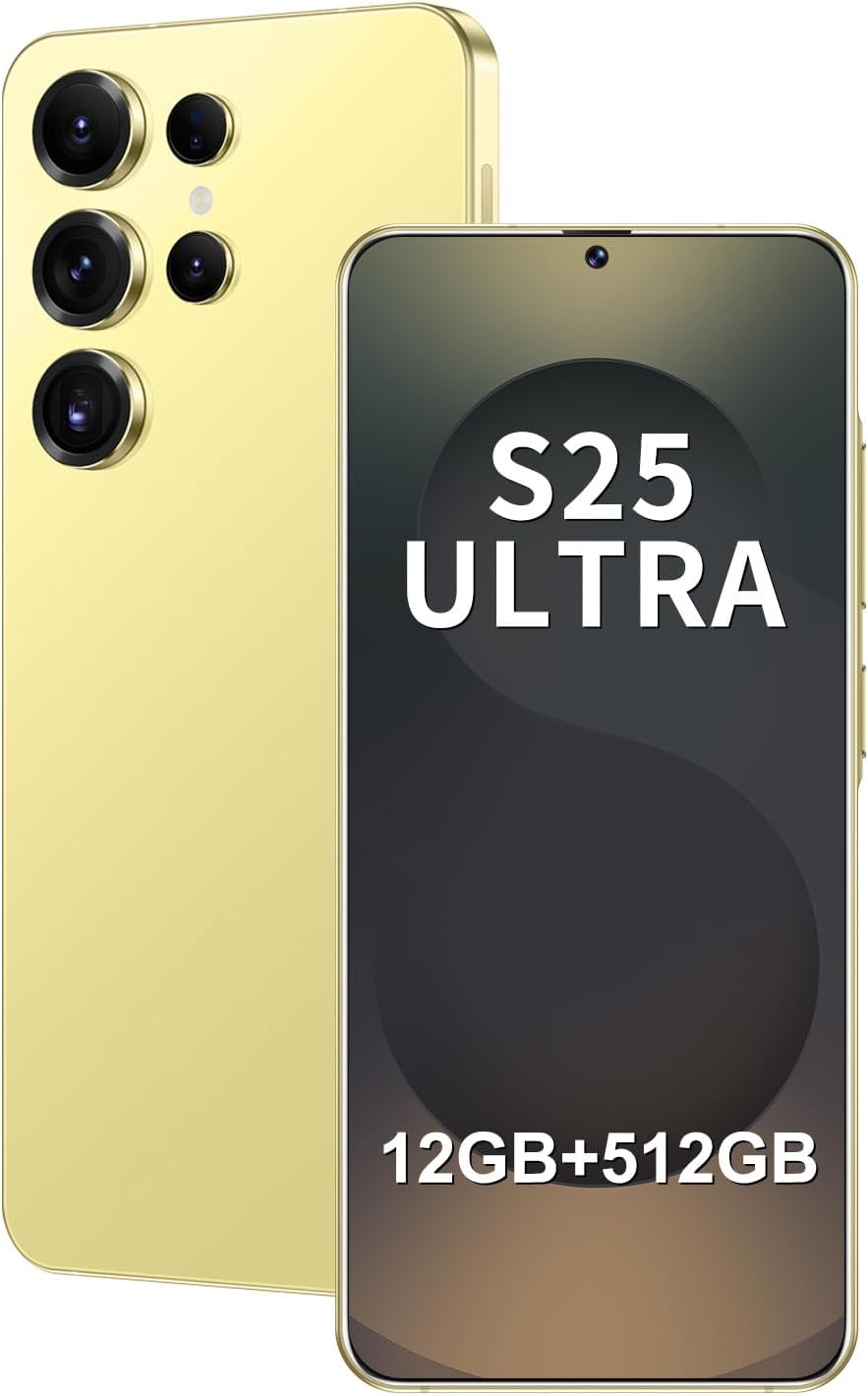 Unlocked Phone S25 Ultra Android Phone 8-core 12GB+512GB Cell Phone 7 inch HD Screen Mobile Phone 108MP+48MP Camera 6800 mAh Battery 5G Dual SIM (Purple) - Image 1 of 7