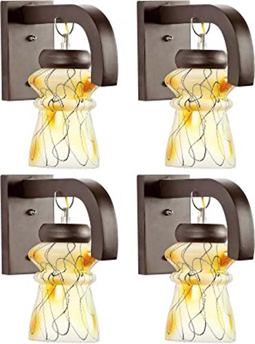 Afast Stylish Attractive & Designer Colorful Hand Decorative Sconce Glass Wall Lamp Light with All Fitting & Fixture ( Set of Two)