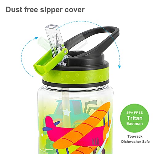 Bouteille d'eau garçons écolier en Tritan 680ml avec paille - 5
