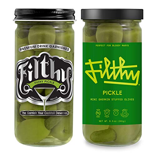 Filthy Pickle Stuffed Olives – Premium Cocktail Garnish - Non-GMO, Vegan & Gluten Free - 8.5oz Jar, 12 Olives. - Thumbnail 7