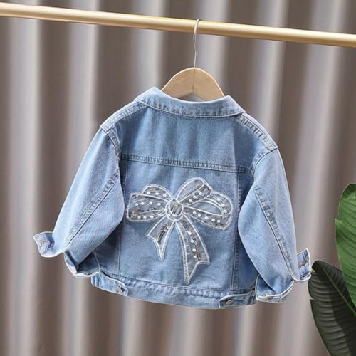2-14Y Little Big Girls' Jean Jacket Spring Autumn Trendy Cozy Soft Embroidered Denim Jacket2