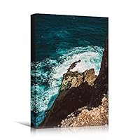 Canvas Wall Art Rocky Seas Beach Beach Blue Coastal Cool Photography Relax/Calm - 12x18 inches