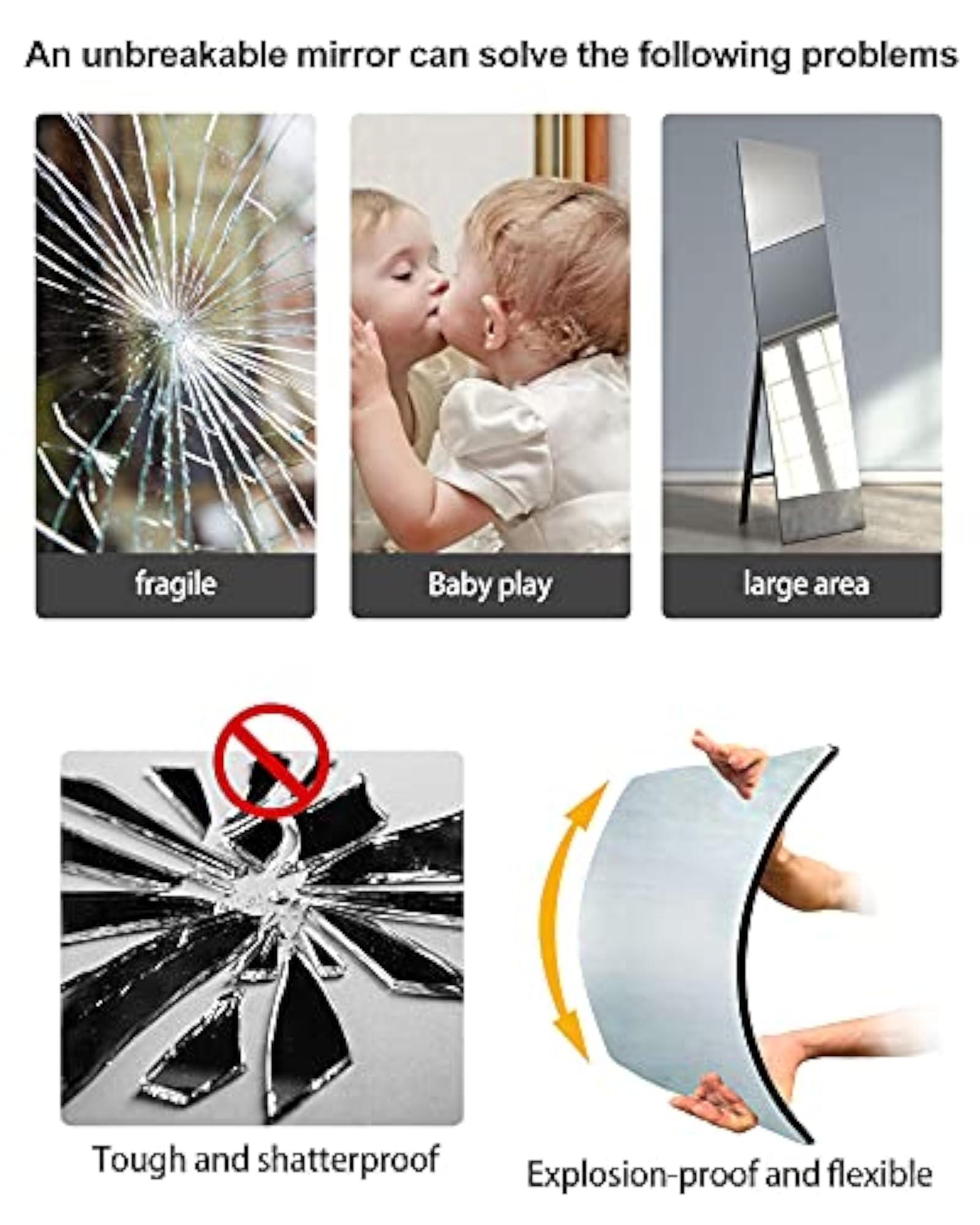 Unbreakable Full Length Wall Mirror