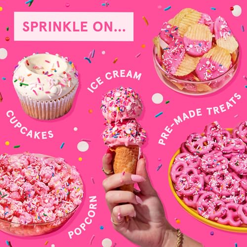 Image of Fancy Sprinkles Pink Pinata Sprinkle Mix | Hot Pink, Pastel Pink & Rainbow Jimmies | Cake, Cupcake & Funfetti Baking | Birthday Party & Girls Night | 1 Pack (0.5c)