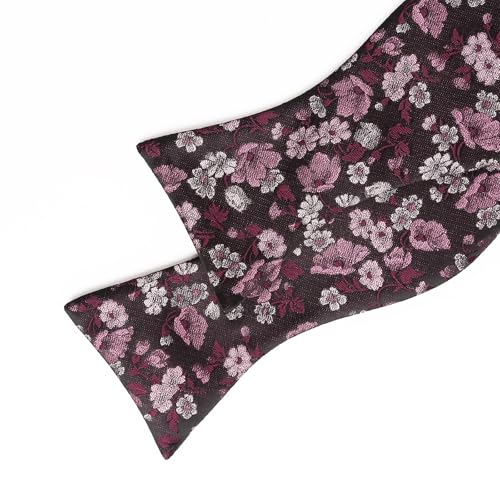Image of Alizeal Mens 2pcs Floral Bow Tie Set | Self-tied Elegant Pocket Square Set for Wedding