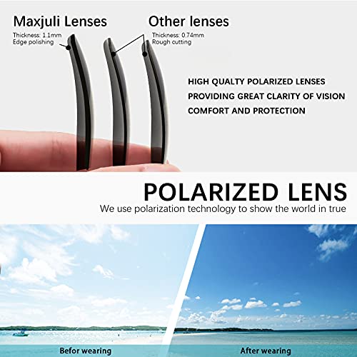 MAXJULI Polarized Sunglasses Men Women,UV400 Protection Rectangular Sun Glasses 88074