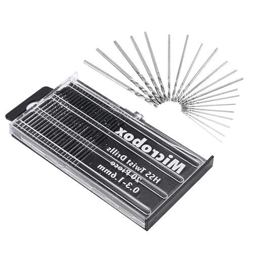 Juego de brocas helicoidales, 20 unidades, 0,3 – 1,6 mm, HSS, mini microbrocas de precisión, juego de brocas de precisión para plástico, madera, metal blando