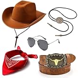 RIOSO Cowboy Outfit for Men Western Outfits Accessories Cowboy Costume Halloween Cosplay Brown