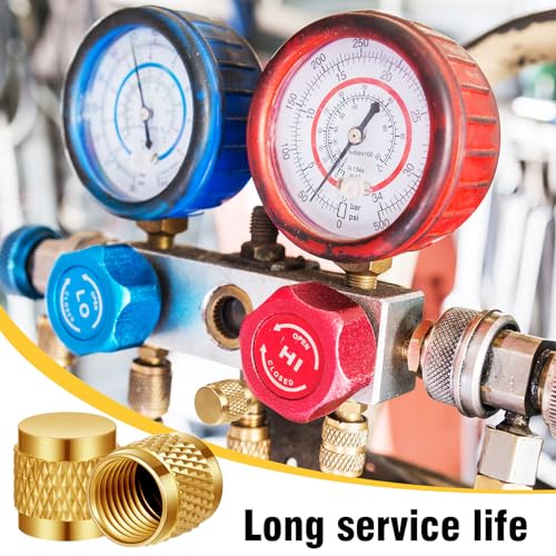 Image of Yaocom 25 Pcs 1 /4 Flare Brass Valve Cap HVAC Tool Bulk Round Compression Cap W /Neoprene Pipe O Ring Seal Refrigerant Locking Caps Plumbing Factories Supply