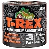 T-Rex Tape Heavy Duty Duct Tape with UV Resistant & Waterproof Backing for Ferociously Strong Repairs, 1.88' x 30 yd, Gunmetal Gray, 3 Rolls