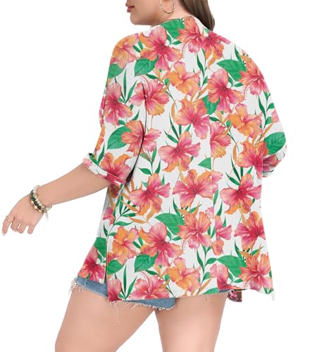 Image of Lastshe Womens Plus Size Cardigan Short Sleeve Lightweight Loose Cover Ups Open Front Sweaters Summer Cardigan