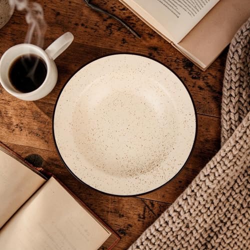 Image of Premium Pasta Plate, Ceramic Plate for Pasta, Small, Round & Deep Dish, Microwave & Dishwasher Safe, Handmade Stoneware, Elegant Tableware for Every Occasion, White, 7 Inch