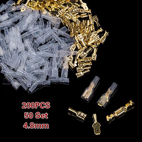 200 szt. 4,8 mm zaciski zaciskowe izolowane uszczelnienie elektryczne złącza przewodów zaciskowych zestaw złączy zaciskowych