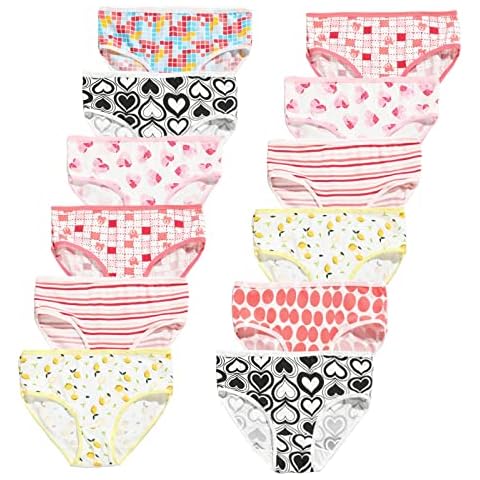 Teenage Girls' Knickers 12 Pack Underwear Comfortable Briefs Cotton Pants(L, Red, 12-14Years) Cover