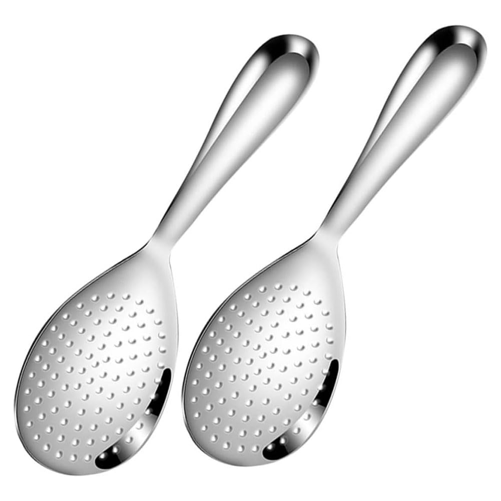 CTRLZS 2Pcs Stainless Steel Rice Spoon Non Stick Kitchen Rice Spoon Thickened Meal Ladle Rice Ladle for Kitchen Non-Stick Spoon