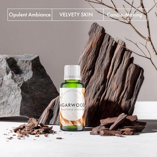 Image of Agarwood Essential Oil for Diffusers, Skin & Massage | 100% Natural Oud Oil | Warm & Ambery Scent - Perfect for Candle Making & DIY, 10ML