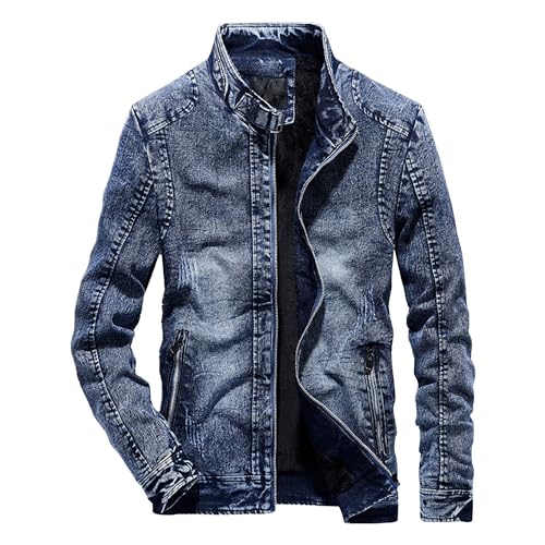 Veste homme col montant en denim doublée laine Sherpa ZDJSWJ
