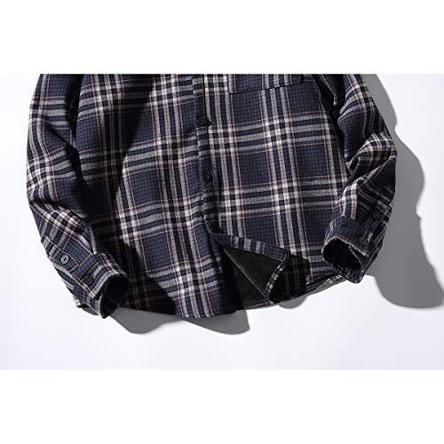 Seidarise Men's Plaid Shirt Hoodie Sweatshirt Flannel Casual Lightweight Full Button up4