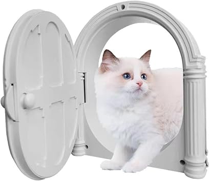 Cat Flaps for Door, Kitty Door for Interior Door, No-Flap Pet Doors for Small Cats up to 20 lbs, Easy Installation, Blocking Dog and Cat Litter OdorsWhite