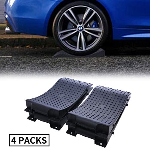 Image of Homeon Wheels Tire Saver Ramps Anti-Slip Pads Design Car Tire Wheel Ramps for Flat Spot and Flat Tire Prevention Tire Savers for Storage Carrying Bag Easy to Store 4 Pack Black