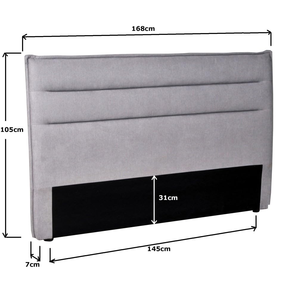 Tête de lit en tissu DAPHNE, compatible avec lits 140 et 160cm, Gris clair