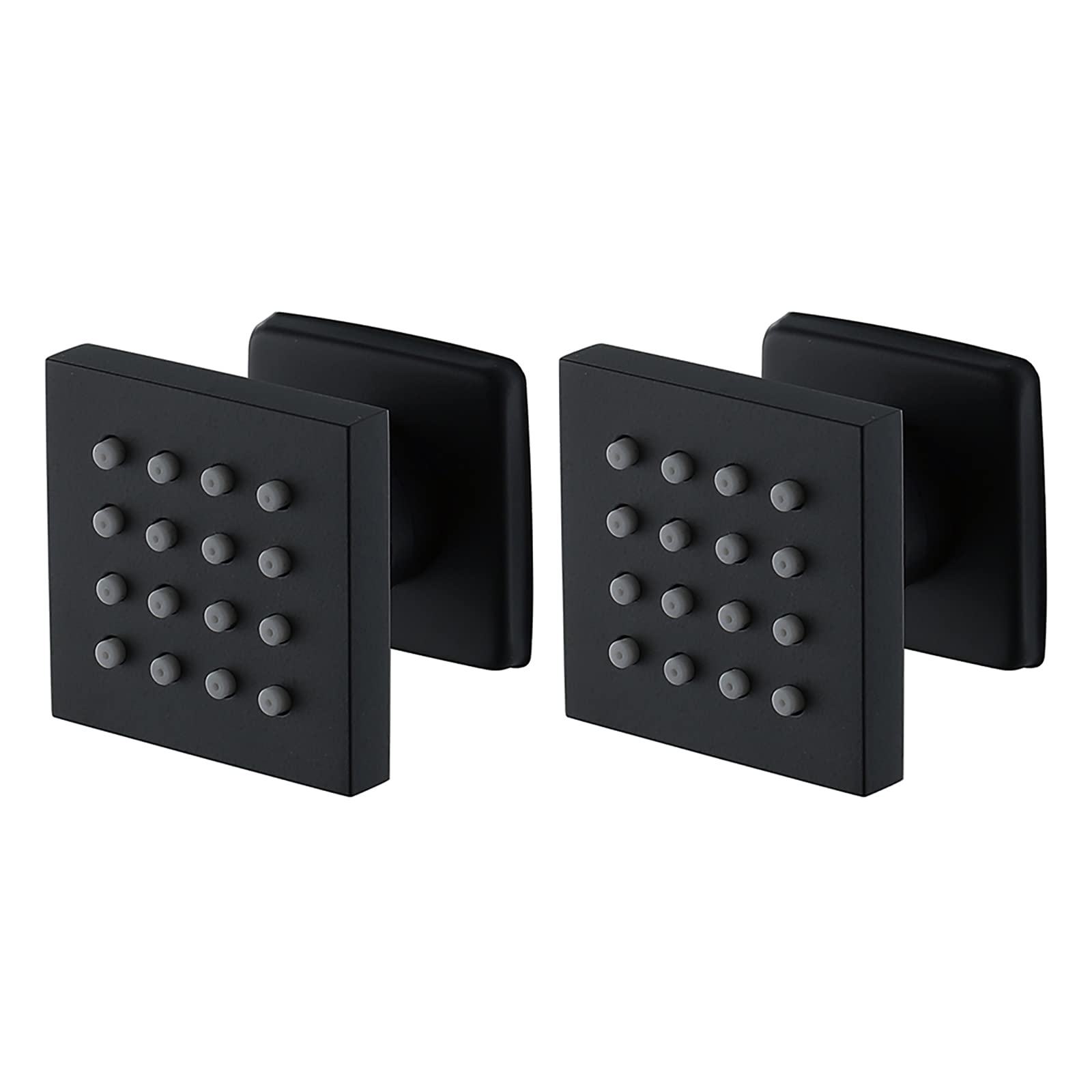 Ducha Lateral Negro Chorros Rociadores Laterales en Latón Ajustable Cuadrado Rociador de Ducha Montado en la Pared Accesorios de Baño de Ducha, 50x50mm,2 Pack
