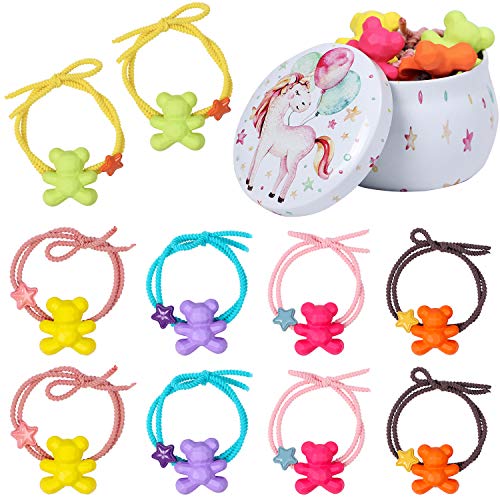 Lorfancy 10 Pcs Girls Hair Ties Baby Toddler Elastic Rubber Hair Bands Cartoon Animal Ponytail Holders