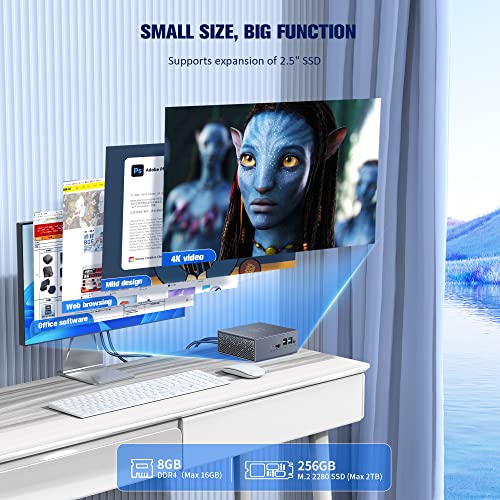 Mini Pc Intel 12Th Gen N95(Up To 3.40Ghz) 8Gb Ddr4 256Gb M.2 Ssd Mini Desktop Computer Windows 11 Pro Mini Computers Support 4K Dual Display/Bt 4.2/ Wifi 5/Usb 3.0/ Auto Power On #TOP2