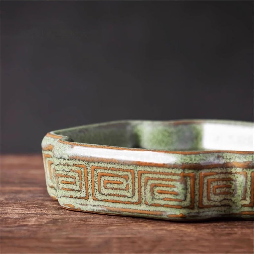 Versatile Sottovasi for Piante in Ceramica, Vaso da Fiori Verde, vassoi raccogligocce(M)