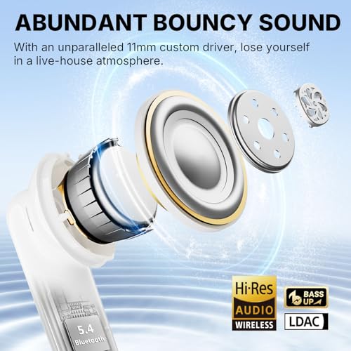 Image of EarFun Air Pro 4i Noise Cancelling Wireless Earbuds, 2025 VGP Award, Hi-Res Sound with LDAC, 6 Mics AI ENC Clear Call, 40H Playtime, Multipoint Connection, Bluetooth 5.4, Wireless Charging, White
