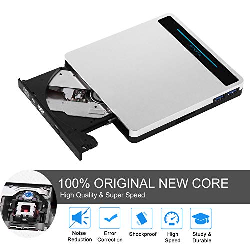 External DVD Drive 5 in 1 USB 3.0/Type-C Portable CD/DVD+/-RW Burner Player CD ROM for Mac Laptop MacBook Pro Air Desktop PC Windows