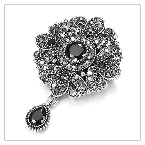 Broche turque vintage en cristal gris idéale pour sublimer un revers