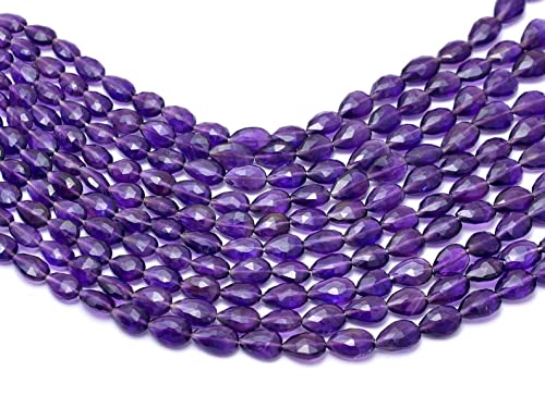 LKBEADS 13 inch strand of gem amethyst 4x6-6x10mm pear faceted beads for diy jewelry making. amethyst beads strand